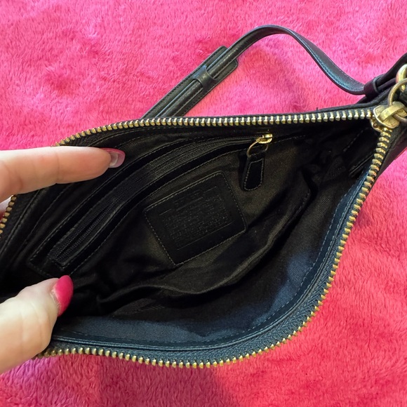 COACH black smooth suede clutch with handle - Picture 3 of 5